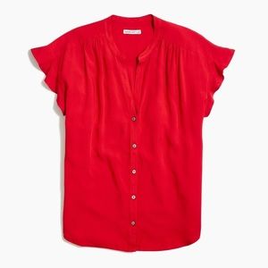 J. Crew Ruffle Sleeve Button Down Blouse